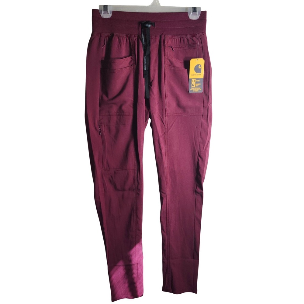 Carhartt Force Cross-Flex Slim‎ Leg Scrub Pants Women XS Regular Wine MP2910-W